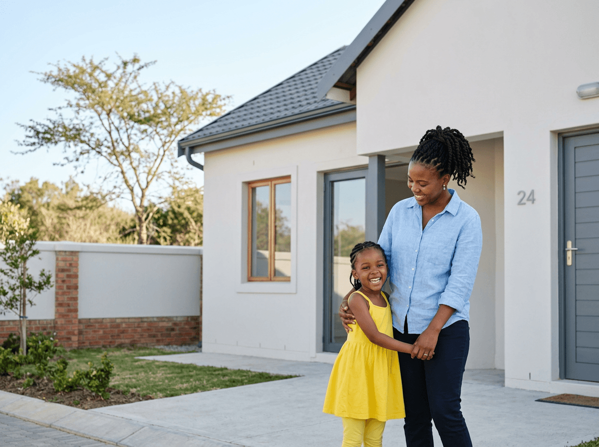 A family at home in a Kwantu Homes development