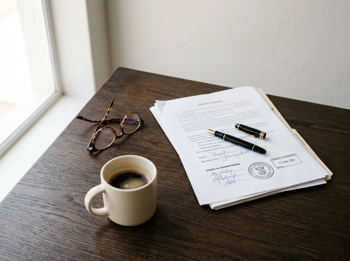 A signed Deed of Transfer document ready for registration