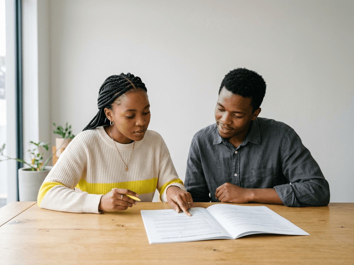 South African siblings reviewing a property co-ownership agreement together
