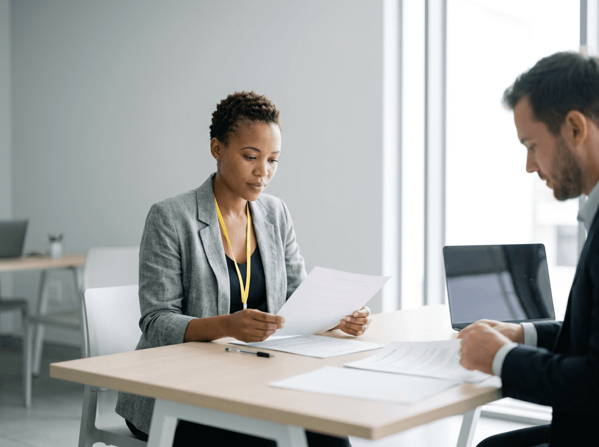 South African home buyer verifying a property developer's registration documents before signing